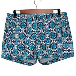 Stylus Island Teal Geo Twill Cotton Shorts Size 6